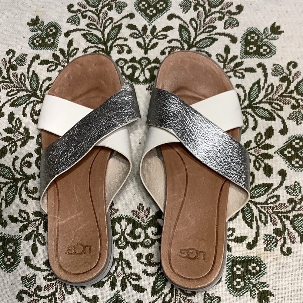 UGG Women's Sandals in Silver and White